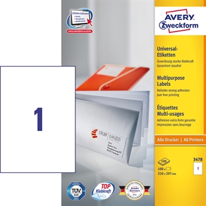 Avery ILC Universal Label 210 x 297 mm, 100 Stück.